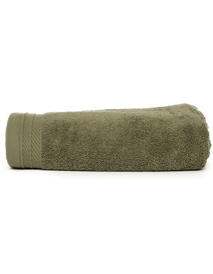 Organic Towel zum Besticken und Bedrucken in der Farbe Olive Green mit Ihren Logo, Schriftzug oder Motiv.
