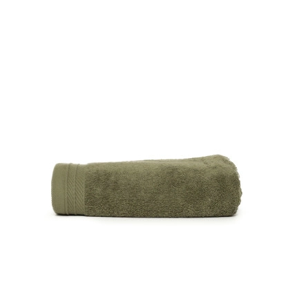 Organic Bath Towel zum Besticken und Bedrucken in der Farbe Olive Green mit Ihren Logo, Schriftzug oder Motiv.