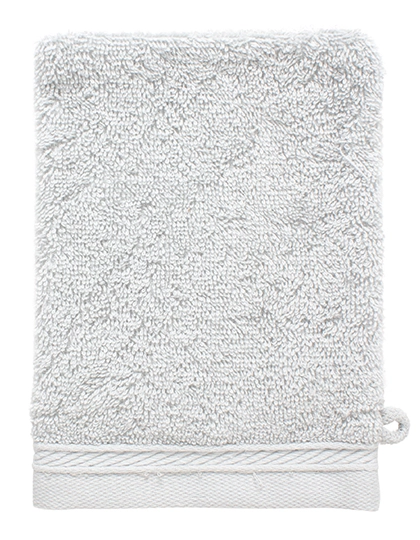 Organic Washcloth zum Besticken und Bedrucken in der Farbe Silver Grey mit Ihren Logo, Schriftzug oder Motiv.