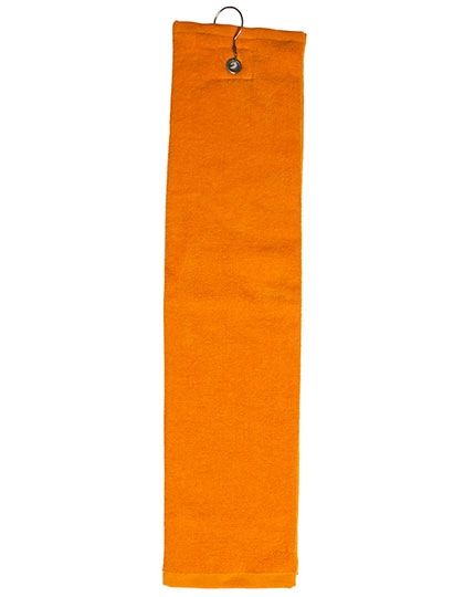 Golf Towel zum Besticken und Bedrucken in der Farbe Orange mit Ihren Logo, Schriftzug oder Motiv.
