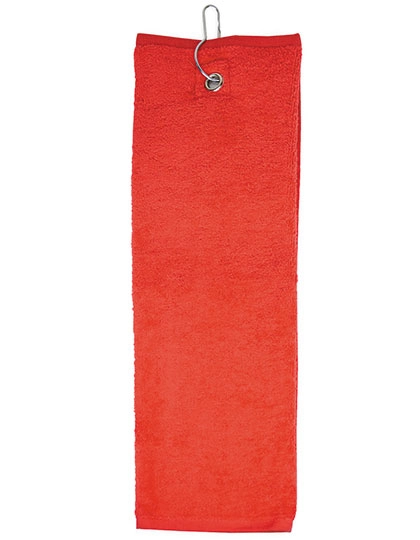 Golf Towel zum Besticken und Bedrucken in der Farbe Red mit Ihren Logo, Schriftzug oder Motiv.