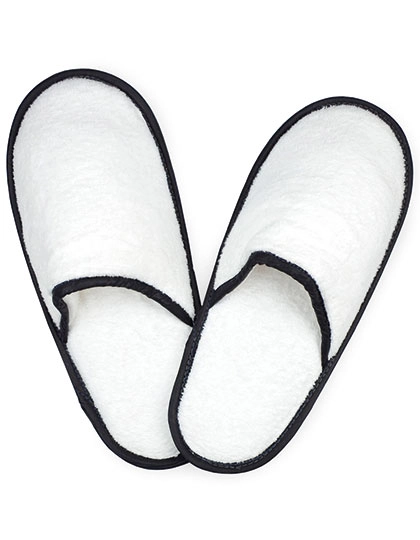 Slippers zum Besticken und Bedrucken in der Farbe White-Black mit Ihren Logo, Schriftzug oder Motiv.