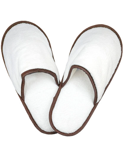 Slippers zum Besticken und Bedrucken in der Farbe White-Taupe mit Ihren Logo, Schriftzug oder Motiv.