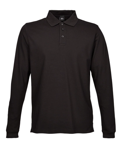 Men´s Luxury Stretch Long Sleeve Polo zum Besticken und Bedrucken in der Farbe Black mit Ihren Logo, Schriftzug oder Motiv.