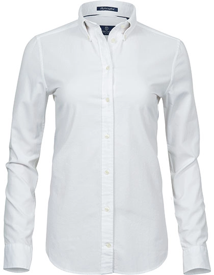 Women´s Perfect Oxford Shirt zum Besticken und Bedrucken in der Farbe White mit Ihren Logo, Schriftzug oder Motiv.