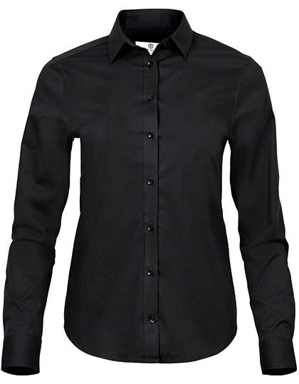 Women´s Stretch Luxury Shirt zum Besticken und Bedrucken in der Farbe Black mit Ihren Logo, Schriftzug oder Motiv.