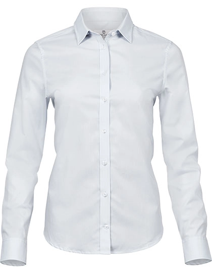 Women´s Stretch Luxury Shirt zum Besticken und Bedrucken in der Farbe White mit Ihren Logo, Schriftzug oder Motiv.