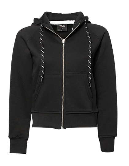 Women´s Fashion Full Zip Hood zum Besticken und Bedrucken in der Farbe Black mit Ihren Logo, Schriftzug oder Motiv.