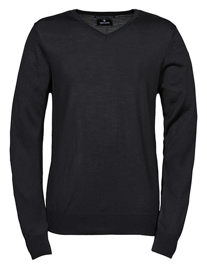 Men´s V-Neck Sweater zum Besticken und Bedrucken in der Farbe Black mit Ihren Logo, Schriftzug oder Motiv.