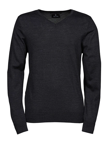 Men´s V-Neck Sweater zum Besticken und Bedrucken in der Farbe Dark Grey (Solid) mit Ihren Logo, Schriftzug oder Motiv.