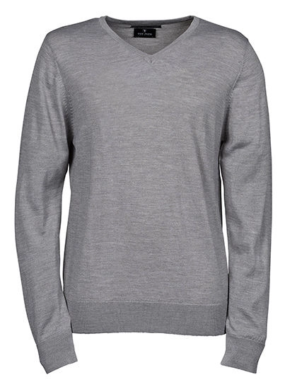 Men´s V-Neck Sweater zum Besticken und Bedrucken in der Farbe Light Grey mit Ihren Logo, Schriftzug oder Motiv.