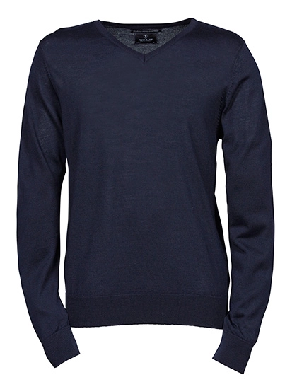 Men´s V-Neck Sweater zum Besticken und Bedrucken in der Farbe Navy mit Ihren Logo, Schriftzug oder Motiv.