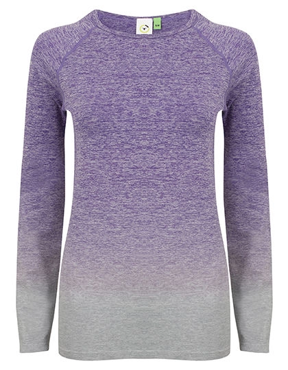 Ladies´ Seamless Fade Out Long Sleeved Top zum Besticken und Bedrucken in der Farbe Purple - Light Grey Marl mit Ihren Logo, Schriftzug oder Motiv.