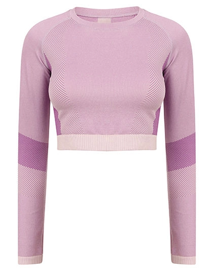 Ladies´ Seamless Panelled Long Sleeve Crop Top zum Besticken und Bedrucken in der Farbe Light Pink-Purple mit Ihren Logo, Schriftzug oder Motiv.