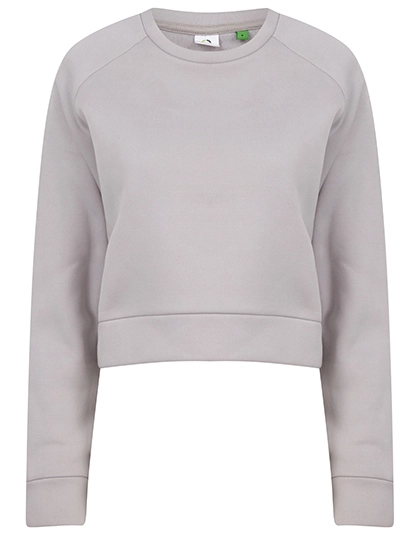 Ladies´ Cropped Sweatshirt zum Besticken und Bedrucken in der Farbe Light Grey mit Ihren Logo, Schriftzug oder Motiv.