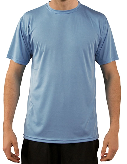 Solar Performance Short Sleeve T-Shirt zum Besticken und Bedrucken in der Farbe Columbia Blue mit Ihren Logo, Schriftzug oder Motiv.