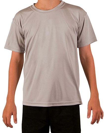 Youth Solar Performance Short Sleeve T-Shirt zum Besticken und Bedrucken in der Farbe Athletic Grey mit Ihren Logo, Schriftzug oder Motiv.