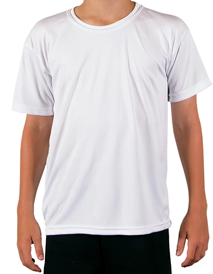 Youth Solar Performance Short Sleeve T-Shirt zum Besticken und Bedrucken in der Farbe White mit Ihren Logo, Schriftzug oder Motiv.