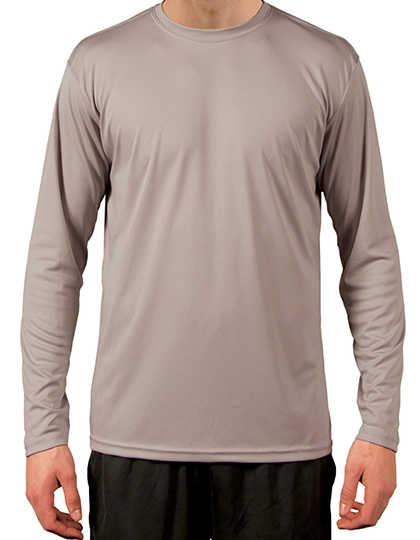 Solar Performance Long Sleeve T-Shirt zum Besticken und Bedrucken in der Farbe Athletic Grey mit Ihren Logo, Schriftzug oder Motiv.