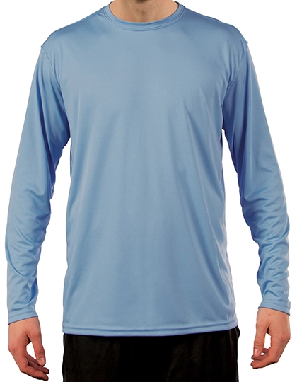Solar Performance Long Sleeve T-Shirt zum Besticken und Bedrucken in der Farbe Columbia Blue mit Ihren Logo, Schriftzug oder Motiv.