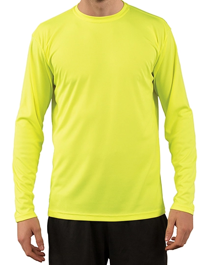 Solar Performance Long Sleeve T-Shirt zum Besticken und Bedrucken in der Farbe Safety Yellow mit Ihren Logo, Schriftzug oder Motiv.