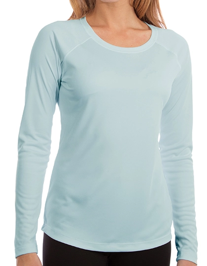 Ladies` Solar Performance Long Sleeve T-Shirt zum Besticken und Bedrucken in der Farbe Arctic Blue mit Ihren Logo, Schriftzug oder Motiv.