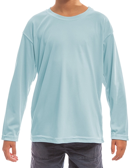Youth Solar Performance Long Sleeve T-Shirt zum Besticken und Bedrucken in der Farbe Arctic Blue mit Ihren Logo, Schriftzug oder Motiv.