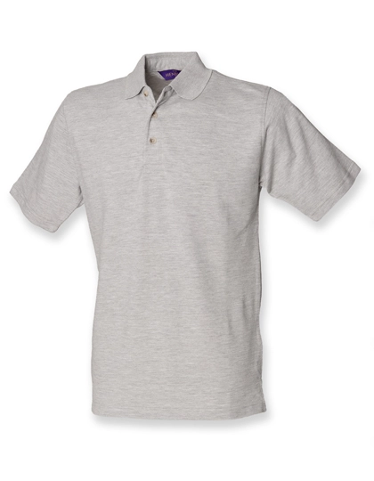 Classic Cotton Piqué Polo Shirt zum Besticken und Bedrucken in der Farbe Heather Grey mit Ihren Logo, Schriftzug oder Motiv.