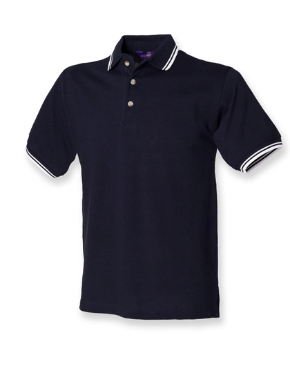 Double Tipped Piqué Polo Shirt zum Besticken und Bedrucken in der Farbe Navy-White mit Ihren Logo, Schriftzug oder Motiv.