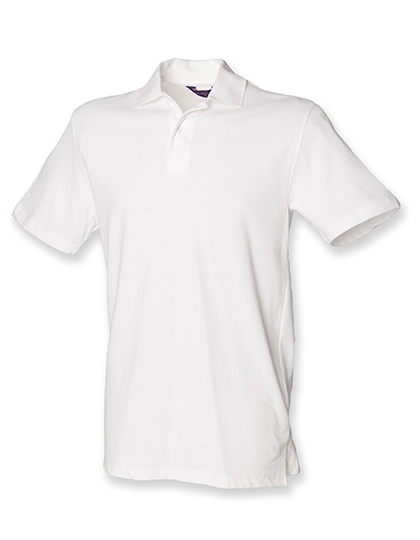 Men´s Stretch Piqué Polo Shirt zum Besticken und Bedrucken in der Farbe White mit Ihren Logo, Schriftzug oder Motiv.