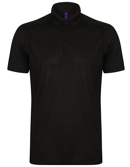 Men´s Slim Fit Stretch Polo Shirt + Wicking Finish zum Besticken und Bedrucken in der Farbe Black mit Ihren Logo, Schriftzug oder Motiv.