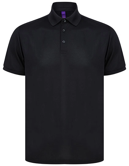 Recycled Polyester Polo Shirt zum Besticken und Bedrucken in der Farbe Black mit Ihren Logo, Schriftzug oder Motiv.