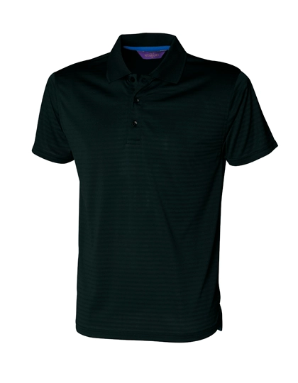 Coolplus® Textured Stripe Polo Shirt zum Besticken und Bedrucken in der Farbe Black mit Ihren Logo, Schriftzug oder Motiv.