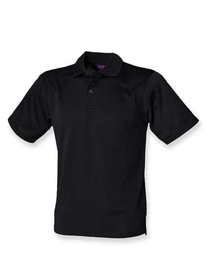 Men´s Coolplus® Wicking Polo Shirt zum Besticken und Bedrucken in der Farbe Black mit Ihren Logo, Schriftzug oder Motiv.