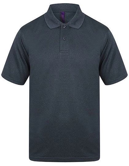 Men´s Coolplus® Wicking Polo Shirt zum Besticken und Bedrucken in der Farbe Heather Navy mit Ihren Logo, Schriftzug oder Motiv.