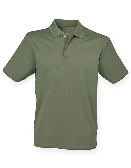 Men´s Coolplus® Wicking Polo Shirt zum Besticken und Bedrucken in der Farbe Olive mit Ihren Logo, Schriftzug oder Motiv.