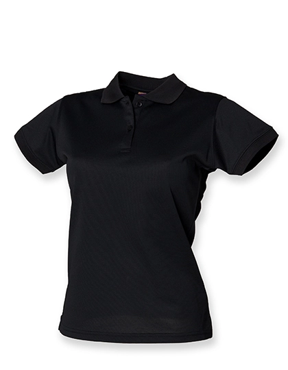 Ladies´ Coolplus® Wicking Polo Shirt zum Besticken und Bedrucken in der Farbe Black mit Ihren Logo, Schriftzug oder Motiv.