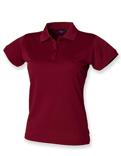 Ladies´ Coolplus® Wicking Polo Shirt zum Besticken und Bedrucken in der Farbe Burgundy mit Ihren Logo, Schriftzug oder Motiv.