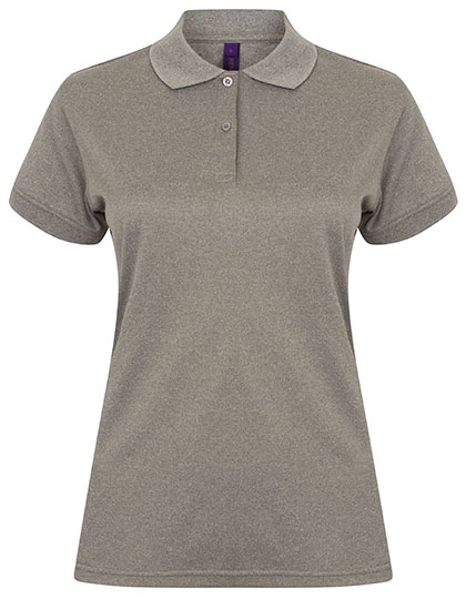 Ladies´ Coolplus® Wicking Polo Shirt zum Besticken und Bedrucken in der Farbe Heather Grey mit Ihren Logo, Schriftzug oder Motiv.