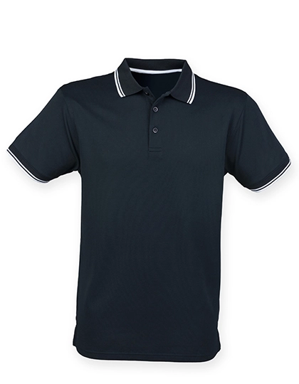 Men´s Coolplus® Short Sleeved Tipped Polo Shirt zum Besticken und Bedrucken in der Farbe Navy-White mit Ihren Logo, Schriftzug oder Motiv.