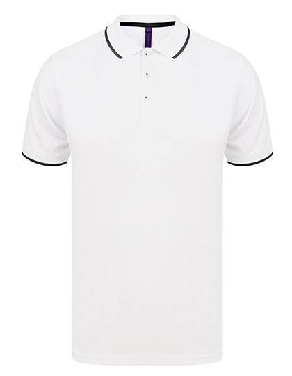 Men´s HiCool® Tipped Polo Shirt zum Besticken und Bedrucken in der Farbe White-Navy mit Ihren Logo, Schriftzug oder Motiv.
