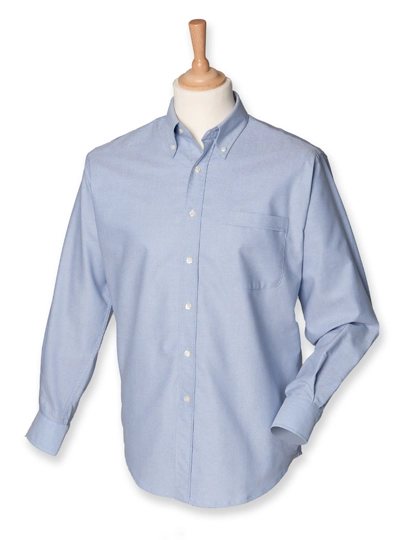 Men´s Classic Long Sleeved Oxford Shirt zum Besticken und Bedrucken in der Farbe Blue Oxford mit Ihren Logo, Schriftzug oder Motiv.