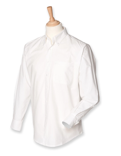 Men´s Classic Long Sleeved Oxford Shirt zum Besticken und Bedrucken in der Farbe White mit Ihren Logo, Schriftzug oder Motiv.