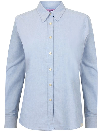 Ladies´ Classic Long Sleeved Oxford Shirt zum Besticken und Bedrucken in der Farbe Blue Oxford mit Ihren Logo, Schriftzug oder Motiv.