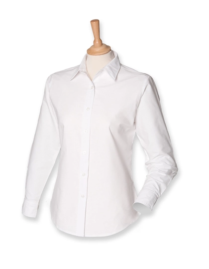 Ladies´ Classic Long Sleeved Oxford Shirt zum Besticken und Bedrucken in der Farbe White mit Ihren Logo, Schriftzug oder Motiv.