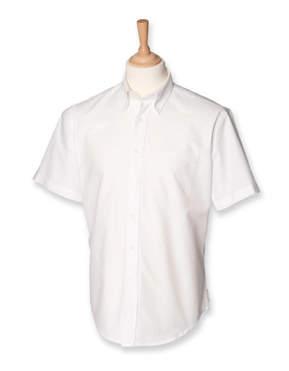 Men´s Classic Short Sleeved Oxford Shirt zum Besticken und Bedrucken in der Farbe White mit Ihren Logo, Schriftzug oder Motiv.