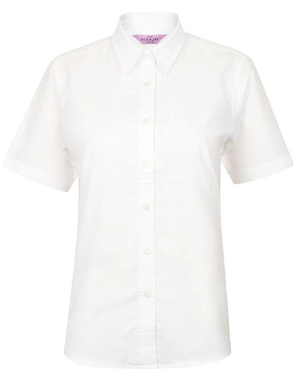 Ladies´ Classic Short Sleeved Oxford Shirt zum Besticken und Bedrucken in der Farbe White mit Ihren Logo, Schriftzug oder Motiv.