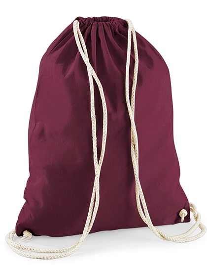 Cotton Gymsac zum Besticken und Bedrucken in der Farbe Burgundy mit Ihren Logo, Schriftzug oder Motiv.
