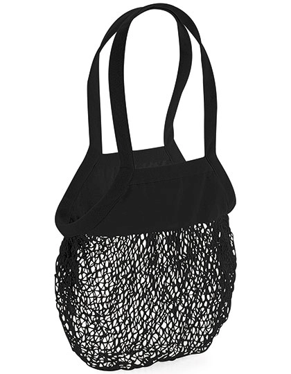 Organic Cotton Mesh Grocery Bag zum Besticken und Bedrucken in der Farbe Black mit Ihren Logo, Schriftzug oder Motiv.