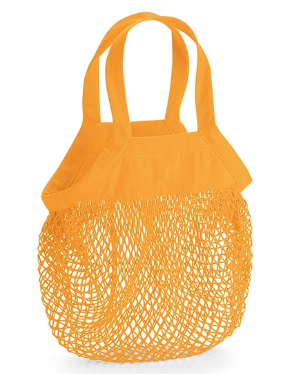 Organic Cotton Mini Mesh Grocery Bag zum Besticken und Bedrucken in der Farbe Amber mit Ihren Logo, Schriftzug oder Motiv.